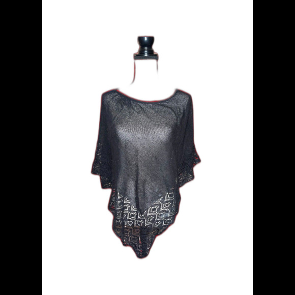 Covington Women’s Fringe Openwork  Cape Sleeve Poncho OS - Picture 1 of 3